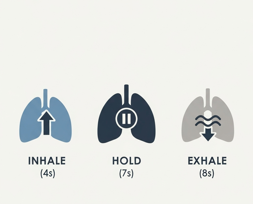 Instrukcja krok po kroku, jak wykonać relaksujące ćwiczenie oddechowe 4-7-8.